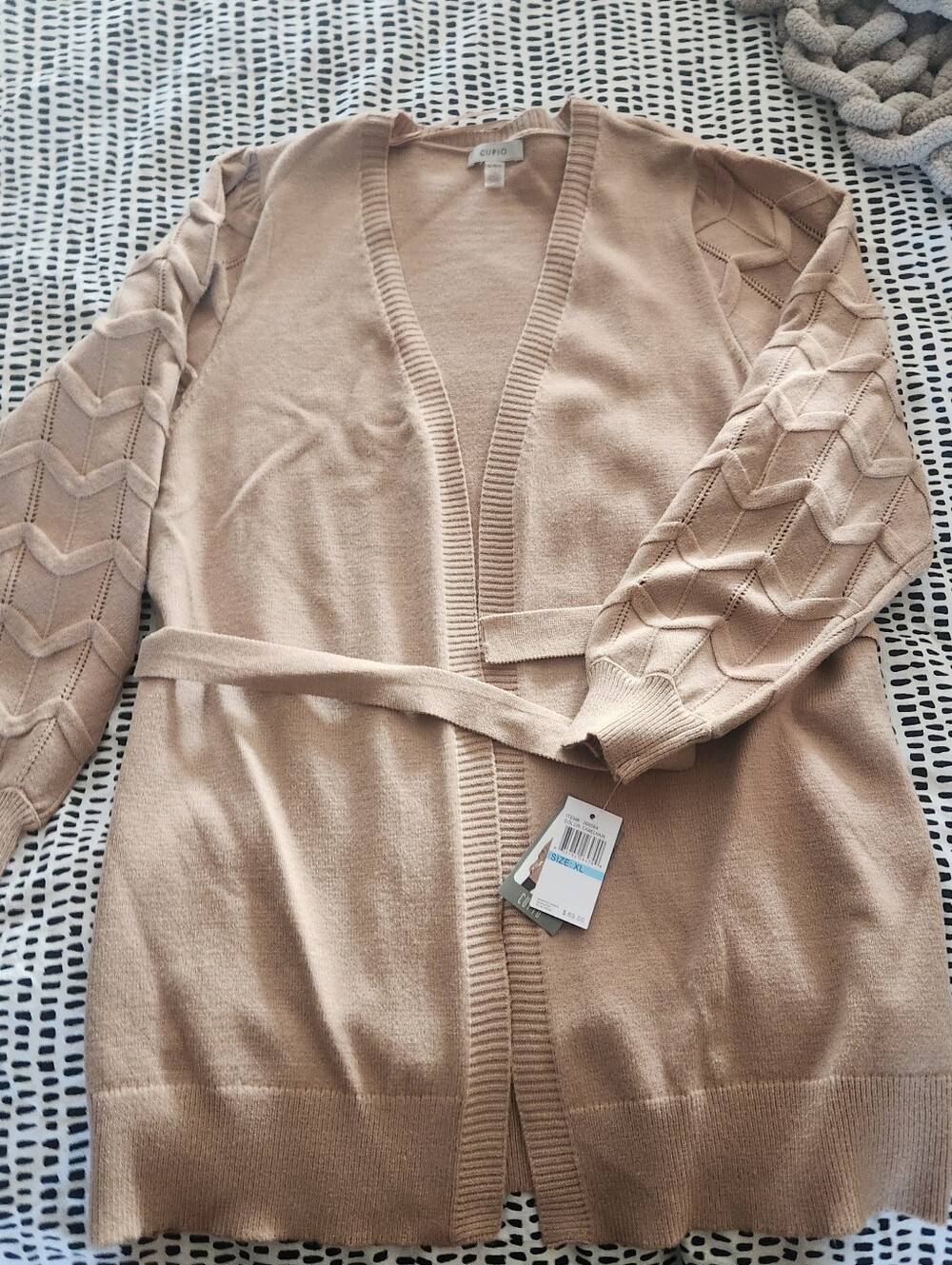 Cupio Women's Tan Belted Open-Front Cardigan